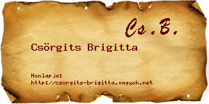 Csörgits Brigitta névjegykártya